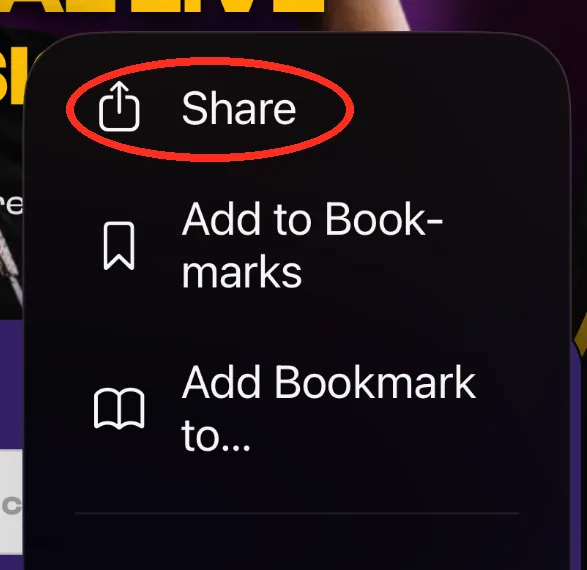 Tap Share in the menu